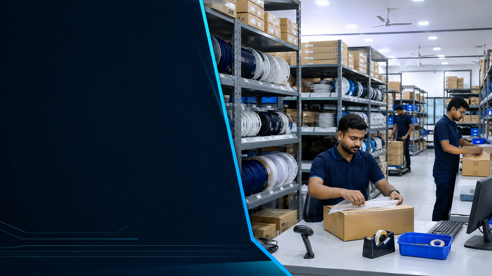 Digital Semiconductors warehouse team packing and dispatching component orders